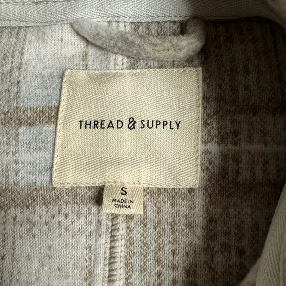 Thread & Supply Womens Plaid Shirt Jacket Shacket Beige Brown Collared Small - Picture 4 of 8